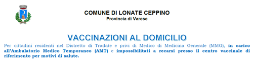 Avviso vaccinazioni a domicilio