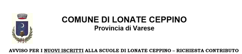 Richiesta contributo buoni pasto refezione scolastica - nuovi iscritti